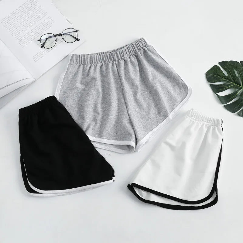 Elastic Striped Shorts For Women
