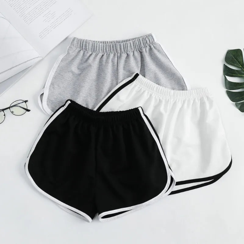 Elastic Striped Shorts For Women