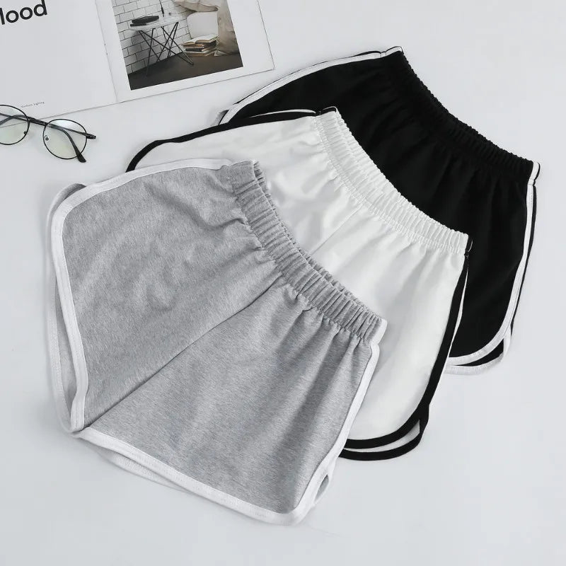 Elastic Striped Shorts For Women