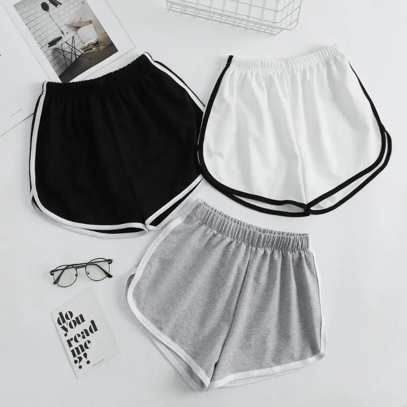 Elastic Striped Shorts For Women