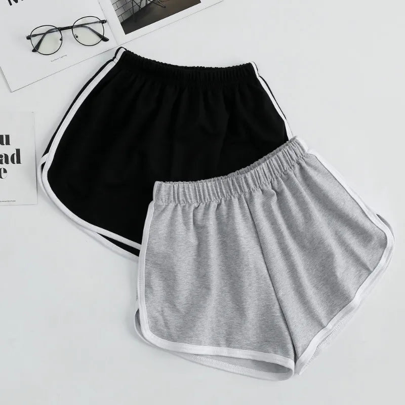 Elastic Striped Shorts For Women