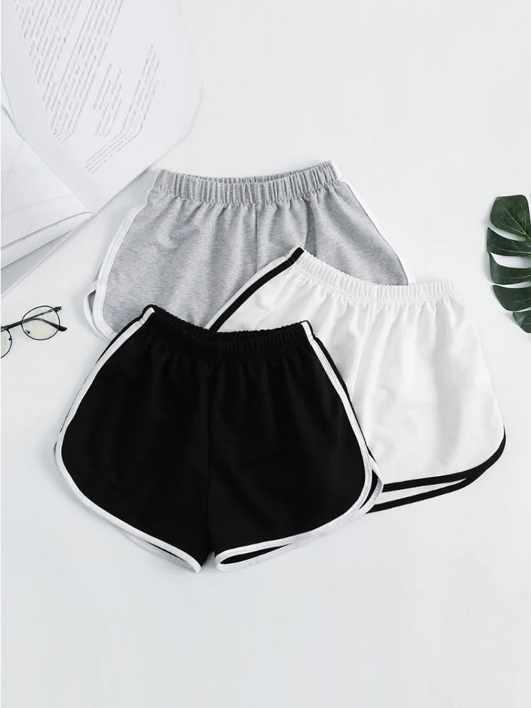 Elastic Striped Shorts For Women