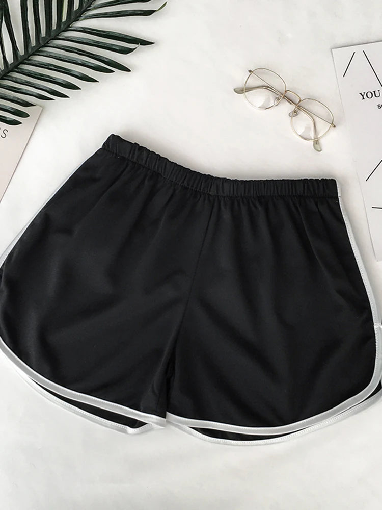 Elastic Striped Shorts For Women