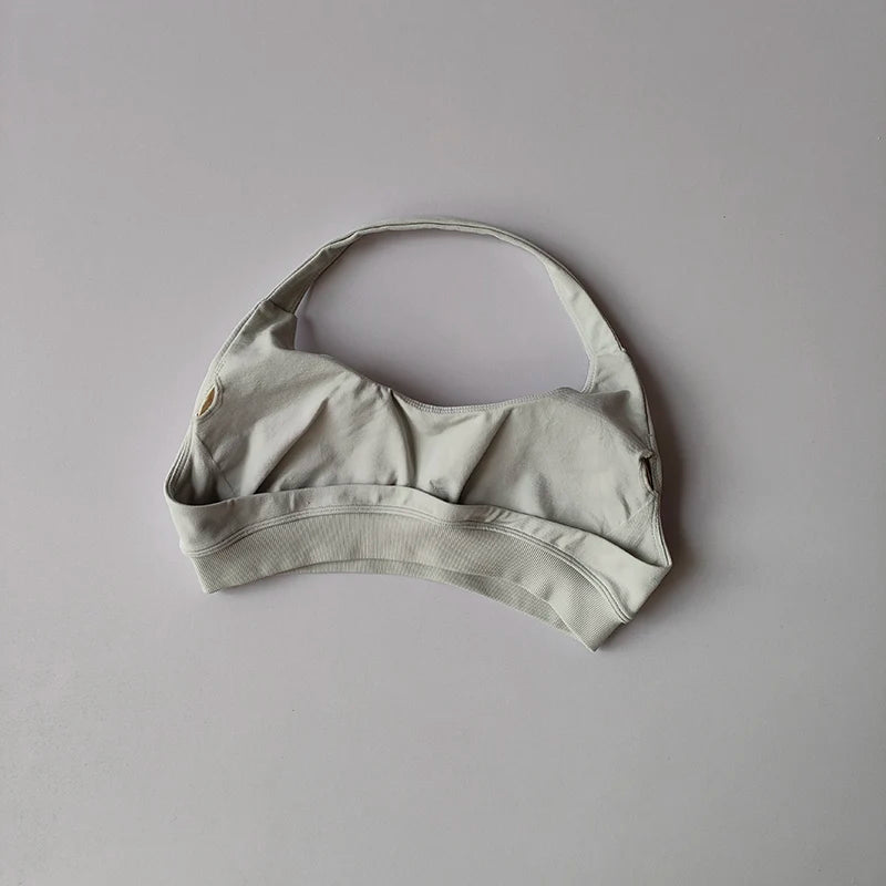 Sports Bra Women Shockproof Seamless Halter Top High Support Push-up Open Back Gym Wear Fitness Workout