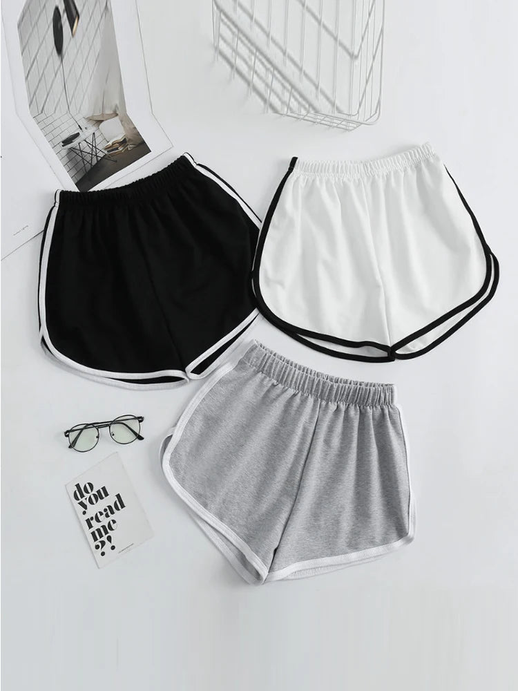 Elastic Striped Shorts For Women