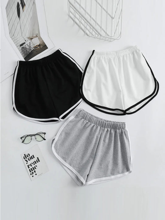 Elastic Striped Shorts For Women
