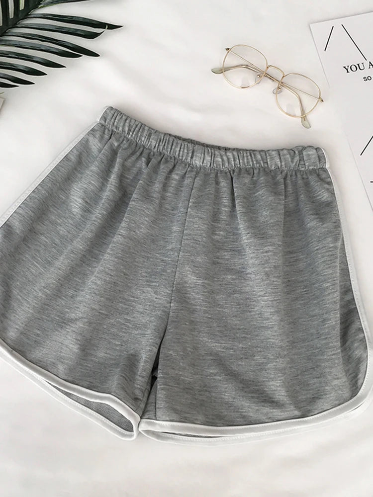 Elastic Striped Shorts For Women