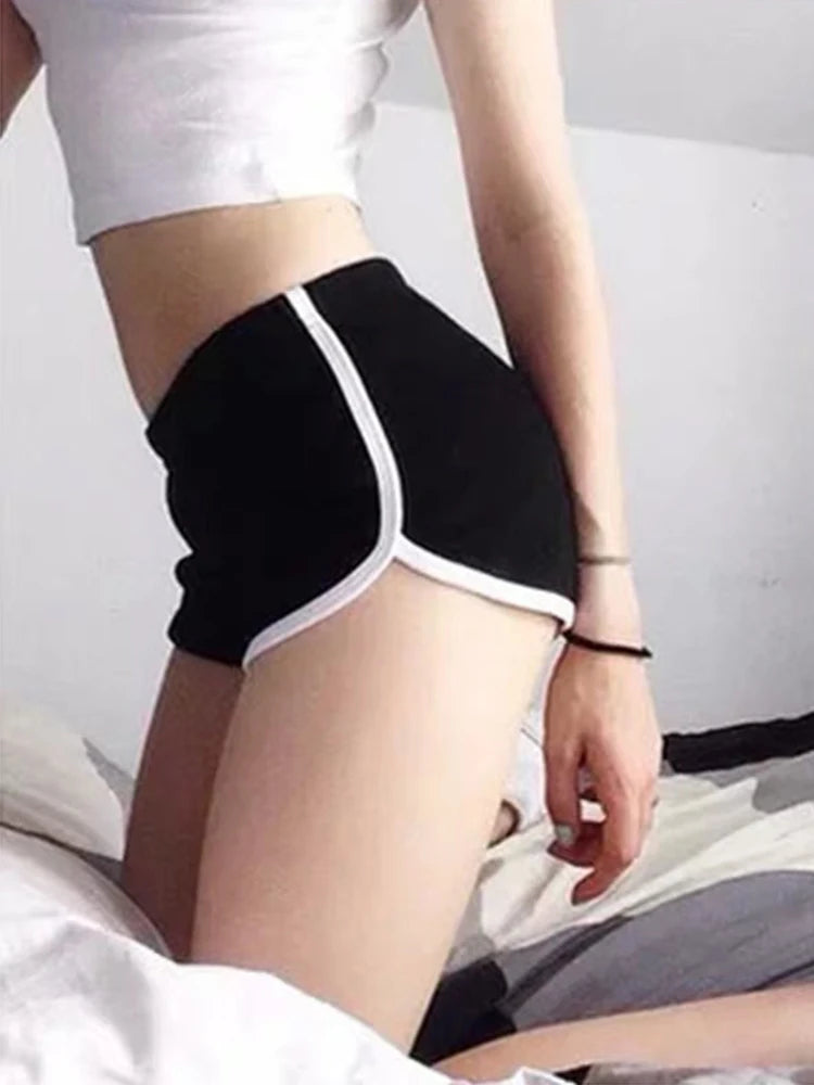 Elastic Striped Shorts For Women